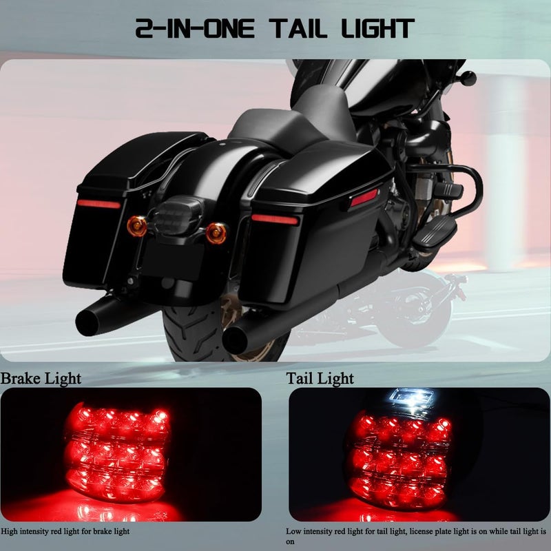 FACAILAHA Smoked Layback LED Tail Lights Assembly Motorcycle Brake Taillights Compatible with Harley Touring Road King Road Glide Dyna Electra Glide Street Bob Fat Bob Sportster Ultra Limited - Image 2